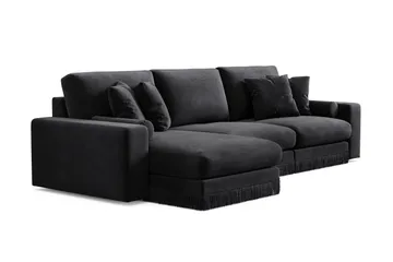 Adelsö by Gynning 5-sits Vändbar L-formad Djup Divansoffa i Sammet - Svart - Möbler - Soffa - Sammetssoffa