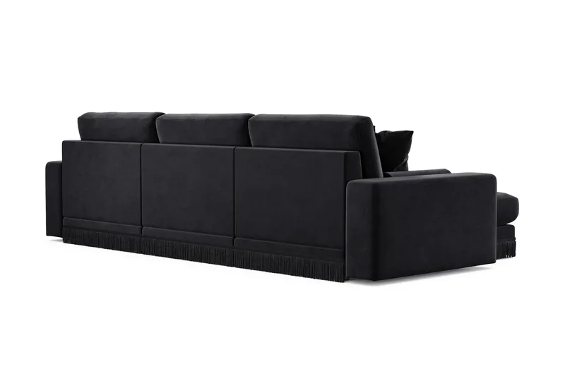 Adelsö by Gynning 5-sits Vändbar L-formad Djup Divansoffa i Sammet - Svart - Möbler - Soffa - Sammetssoffa