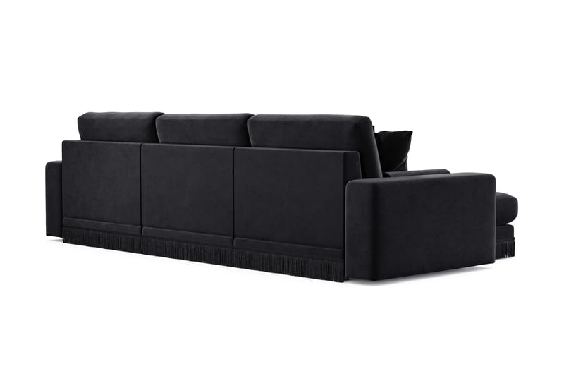 Adelsö by Gynning 5-sits Vändbar L-formad Djup Divansoffa i Sammet - Svart - Möbler - Soffa - Sammetssoffa