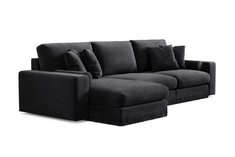 Adelsö by Gynning 5-sits Vändbar L-formad Djup Divansoffa i Sammet - Svart - Möbler - Soffa - Divansoffa & schäslongsoffa