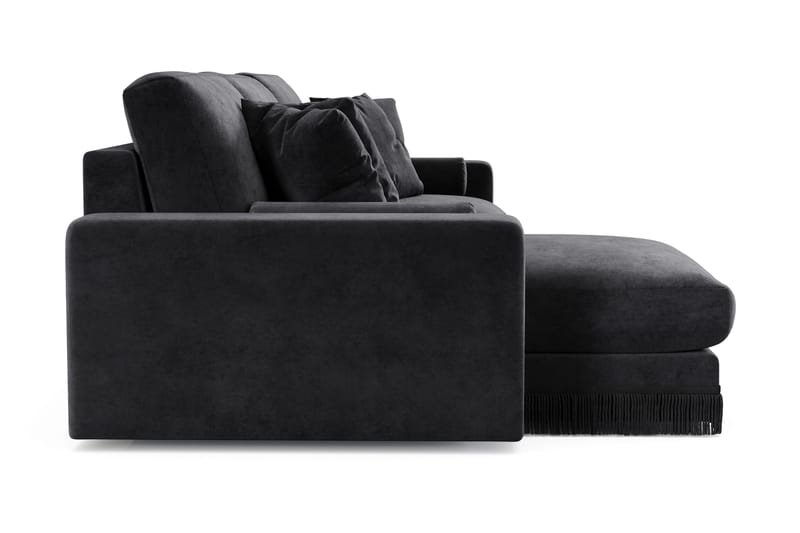 Adelsö by Gynning 5-sits Vändbar L-formad Djup Divansoffa i Sammet - Svart - Möbler - Soffa - Divansoffa & schäslongsoffa