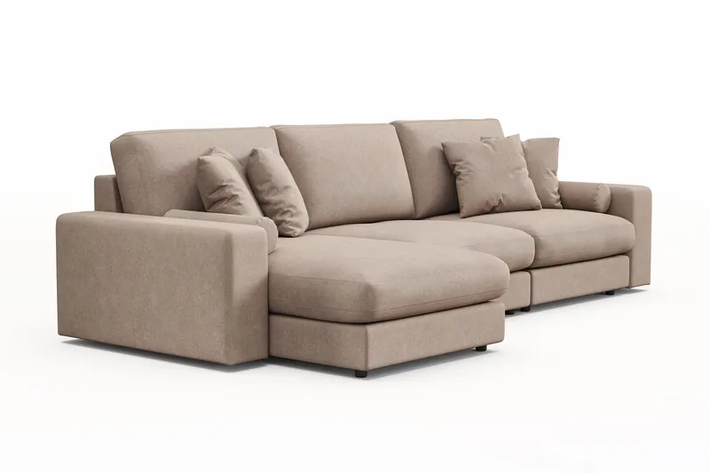 Adelsö by Gynning 5-sits Vändbar L-formad Djup Divansoffa i Tyg - Beige - Möbler - Soffa - Divansoffa & schäslongsoffa