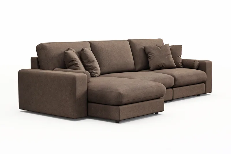 Adelsö by Gynning 5-sits Vändbar L-formad Djup Divansoffa i Tyg - Brun - Möbler - Soffa - Divansoffa & schäslongsoffa