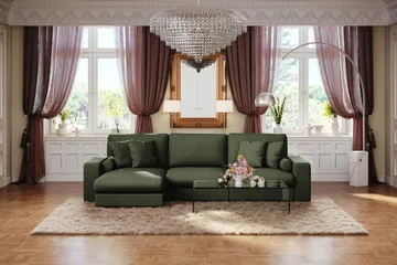 Adelsö by Gynning 5-sits Vändbar L-formad Djup Divansoffa i Tyg - Grön - Möbler - Soffa - Divansoffa & schäslongsoffa