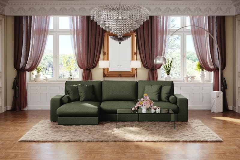 Adelsö by Gynning 5-sits Vändbar L-formad Djup Divansoffa i Tyg - Grön - Möbler - Soffa - Divansoffa & schäslongsoffa