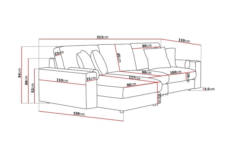 Adelsö by Gynning 5-sits Vändbar L-formad Djup Divansoffa i Tyg - Ljusbeige - Möbler - Soffa - Divansoffa & schäslongsoffa