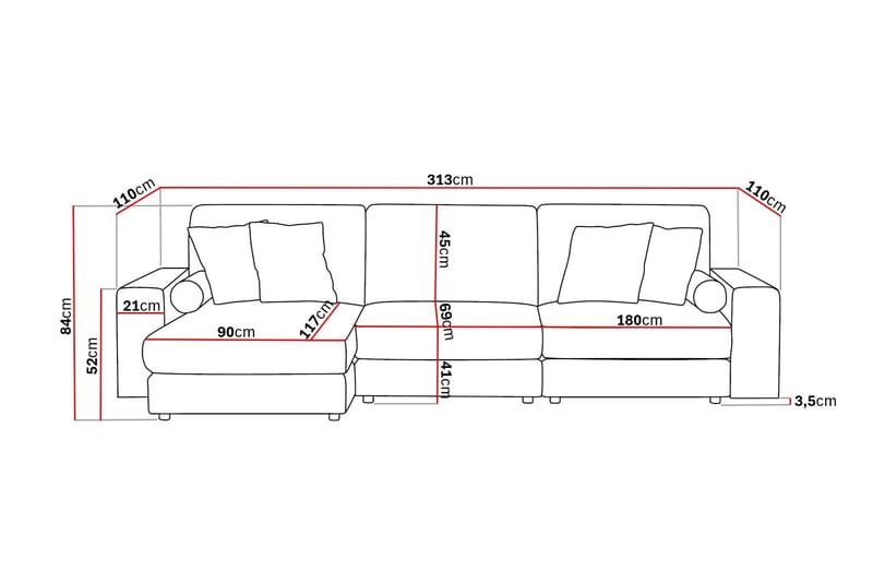 Adelsö by Gynning 5-sits Vändbar L-formad Djup Divansoffa i Tyg - Ljusgrå - Möbler - Soffa - Divansoffa & schäslongsoffa