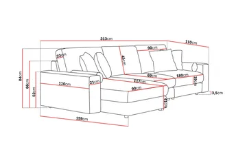 Adelsö by Gynning 5-sits Vändbar L-formad Djup Divansoffa i Tyg - Ljusgrå - Möbler - Soffa - Divansoffa & schäslongsoffa