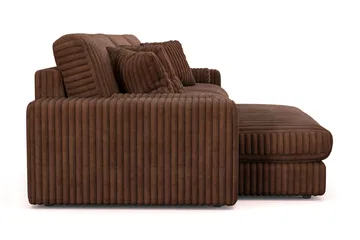 Adelsö by Gynning 6-sits Vändbar L-formad Djup Divansoffa i bred Manchester - Mörkbrun - Möbler - Soffa - Divansoffa & schäslongsoffa