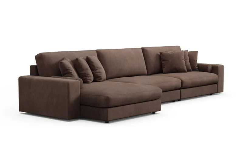 Adelsö by Gynning 6-sits Vändbar L-formad Djup Divansoffa i Manchester - Brun - Möbler - Soffa - Divansoffa & schäslongsoffa