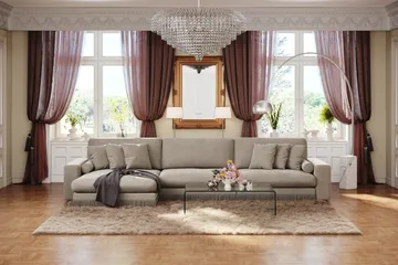 Adelsö by Gynning 6-sits Vändbar L-formad Djup Divansoffa i Sammet - Beige - Möbler - Soffa - Sammetssoffa