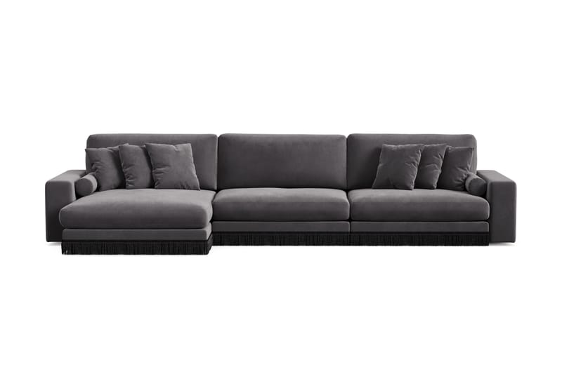 Adelsö by Gynning 6-sits Vändbar L-formad Djup Divansoffa i Sammet - Mörkgrå - Möbler - Soffa - Divansoffa & schäslongsoffa