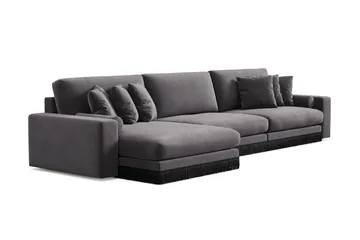 Adelsö by Gynning 6-sits Vändbar L-formad Djup Divansoffa i Sammet - Mörkgrå - Möbler - Soffa - Sammetssoffa