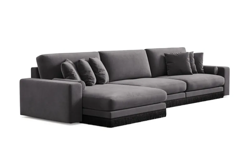 Adelsö by Gynning 6-sits Vändbar L-formad Djup Divansoffa i Sammet - Mörkgrå - Möbler - Soffa - Sammetssoffa