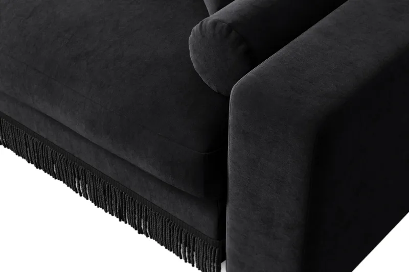 Adelsö by Gynning 6-sits Vändbar L-formad Djup Divansoffa i Sammet - Svart - Möbler - Soffa - Sammetssoffa