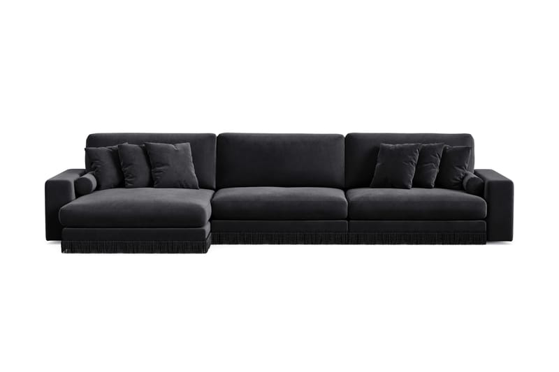 Adelsö by Gynning 6-sits Vändbar L-formad Djup Divansoffa i Sammet - Svart - Möbler - Soffa - Divansoffa & schäslongsoffa