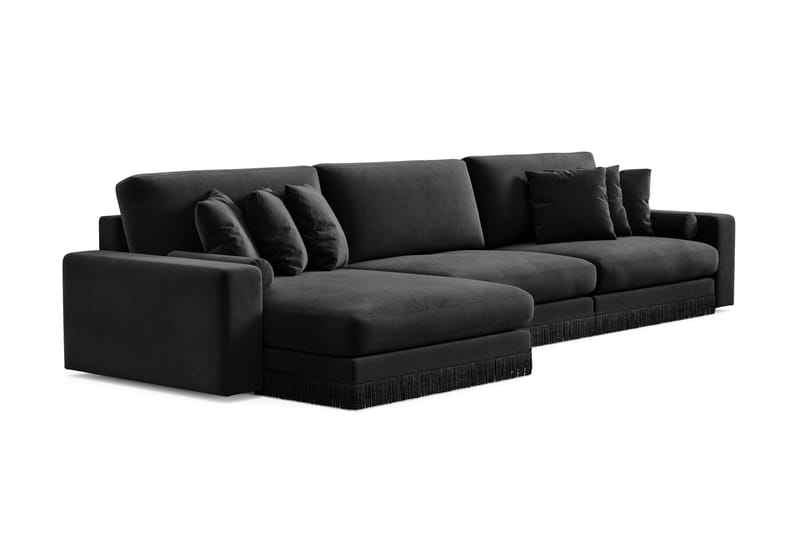 Adelsö by Gynning 6-sits Vändbar L-formad Djup Divansoffa i Sammet - Svart - Möbler - Soffa - Divansoffa & schäslongsoffa