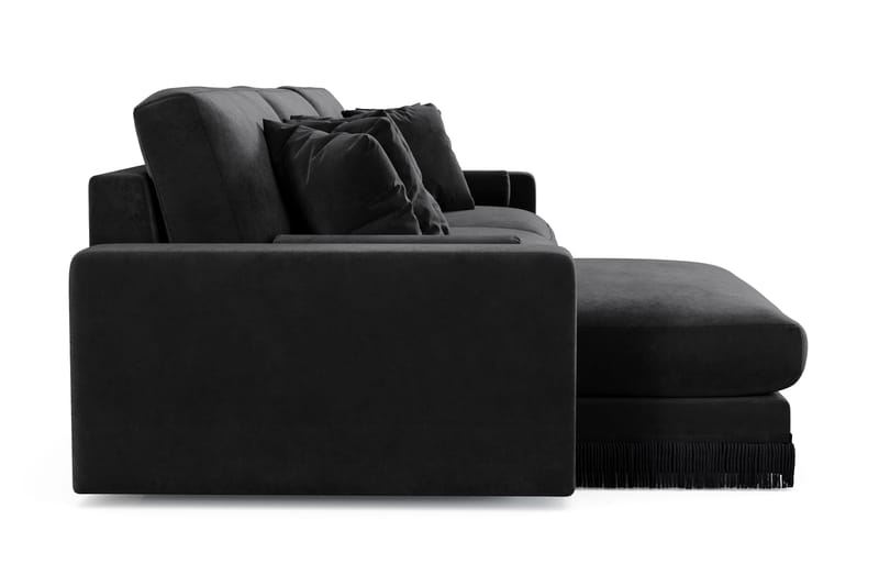 Adelsö by Gynning 6-sits Vändbar L-formad Djup Divansoffa i Sammet - Svart - Möbler - Soffa - Divansoffa & schäslongsoffa