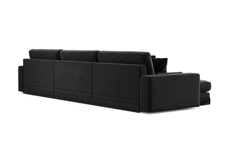 Adelsö by Gynning 6-sits Vändbar L-formad Djup Divansoffa i Sammet - Svart - Möbler - Soffa - Divansoffa & schäslongsoffa