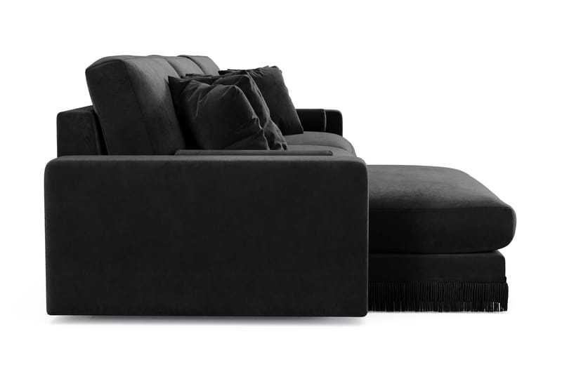 Adelsö by Gynning 6-sits Vändbar L-formad Djup Divansoffa i Sammet - Svart - Möbler - Soffa - Sammetssoffa