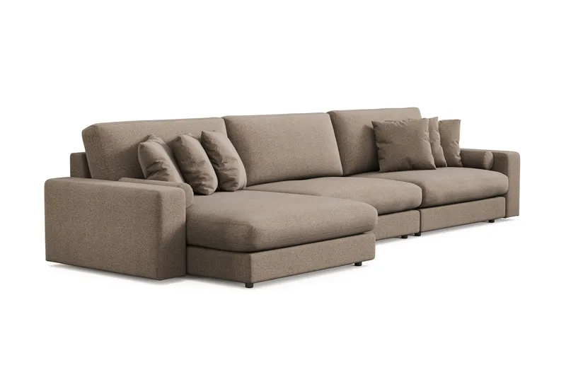 Adelsö by Gynning 6-sits Vändbar L-formad Djup Divansoffa i Tyg - Brun - Möbler - Soffa - Divansoffa & schäslongsoffa