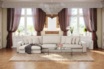 Adelsö by Gynning 6-sits Vändbar L-formad Djup Divansoffa i Tyg - Ljusbeige - Möbler - Soffa - Divansoffa & schäslongsoffa