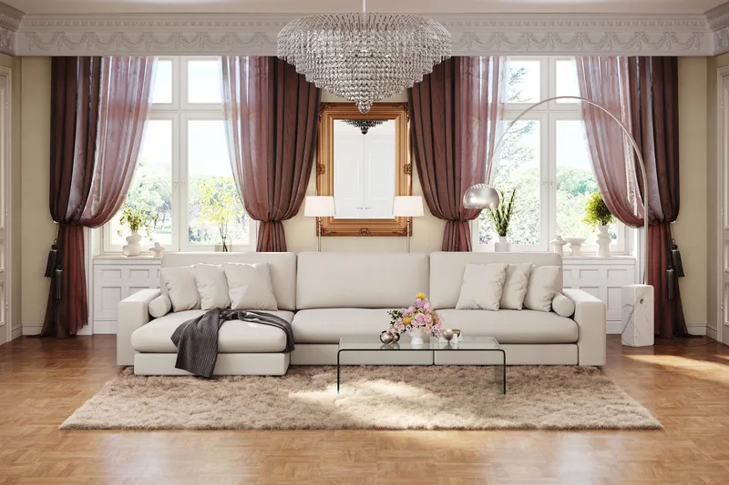 Adelsö by Gynning 6-sits Vändbar L-formad Djup Divansoffa i Tyg - Ljusbeige - Möbler - Soffa - Divansoffa & schäslongsoffa