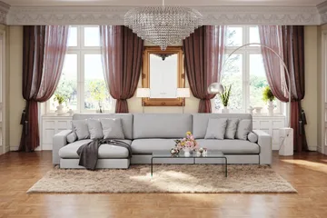 Adelsö by Gynning 6-sits Vändbar L-formad Djup Divansoffa i Tyg - Ljusgrå - Möbler - Soffa - Divansoffa & schäslongsoffa