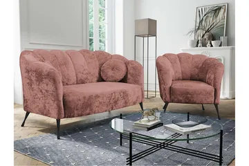 Adrial 3-sits Soffgrupp - Sammet/Rosa/Svart Krom - Möbler - Soffa - Soffgrupp