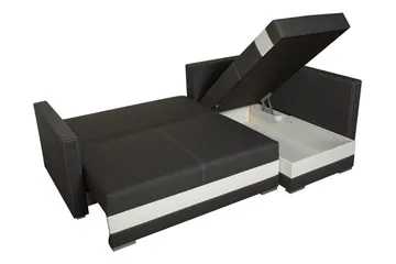 Alba 4-sits Vänstervänd L-formad Bäddsoffa 143x200 cm med Förvaring i Tyg - Grå - Möbler - Soffa - Skinnsoffa