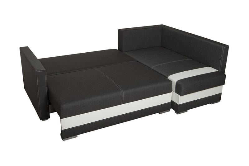 Alba 4-sits Vänstervänd L-formad Bäddsoffa 143x200 cm med Förvaring i Tyg - Grå - Möbler - Soffa - Skinnsoffa
