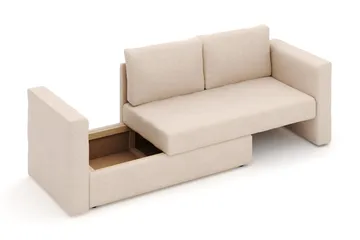 Alnaryd 2-3-sits Bäddsoffa med Fällbart Armstöd - Beige - Möbler - Soffa - Bäddsoffa - 2 sits bäddsoffa