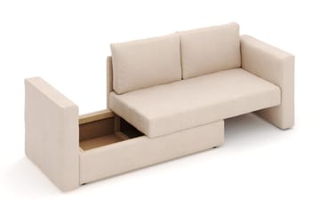 Alnaryd 2-3-sits Bäddsoffa med Fällbart Armstöd - Beige - Möbler - Soffa - Bäddsoffa - 2 sits bäddsoffa