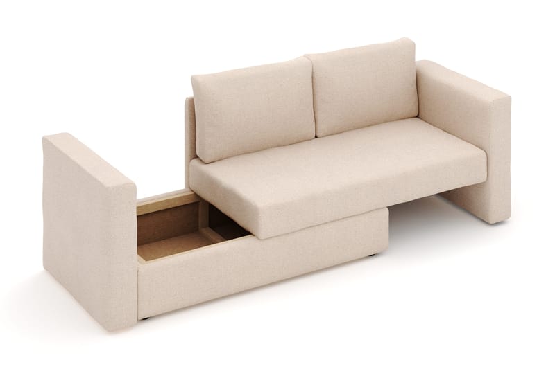 Alnaryd 2-3-sits Bäddsoffa med Fällbart Armstöd - Beige - Möbler - Soffa - Bäddsoffa - 2 sits bäddsoffa