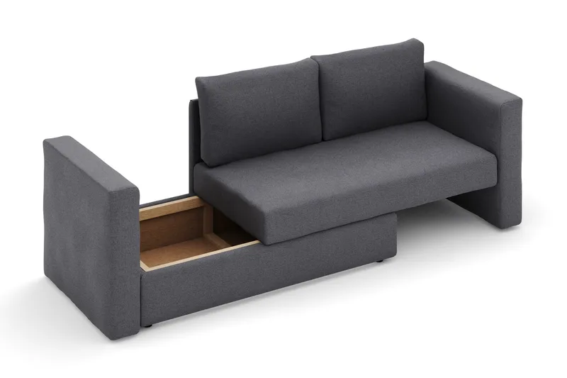 Alnaryd 2-3-sits Bäddsoffa med Fällbart Armstöd - Grå - Möbler - Soffa - Bäddsoffa - 2 sits bäddsoffa