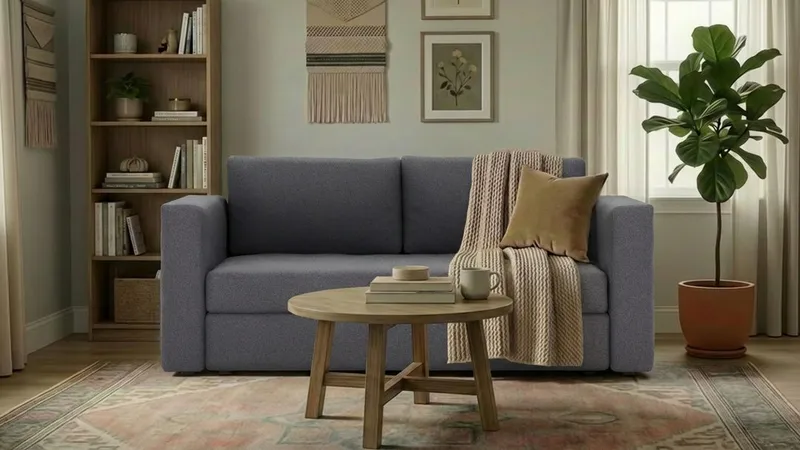 Alnaryd 2-3-sits Bäddsoffa med Fällbart Armstöd - Grå - Möbler - Soffa - Bäddsoffa - 2 sits bäddsoffa