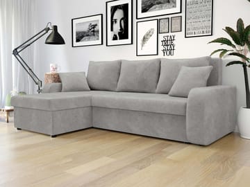 Alvared 3-sits Vänstervänd L-formad Divansoffa med Förvaring i Bouclé - Grå - Möbler - Soffa - Divansoffa & schäslongsoffa