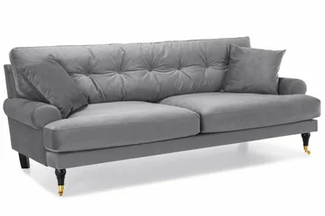 Andrew 3-sits Sammetssoffa - Ljusgrå - Möbler - Soffa - Sammetssoffa