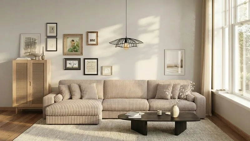 Arken Lyx 6-sits Vändbar L-formad Djup Divansoffa i Manchester - Greige - Möbler - Soffa - Divansoffa & schäslongsoffa