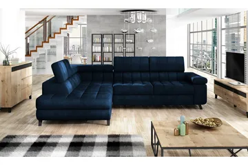 Azoulay Hörnsoffa Vänster - Mörkblå - Möbler - Soffa - Sammetssoffa