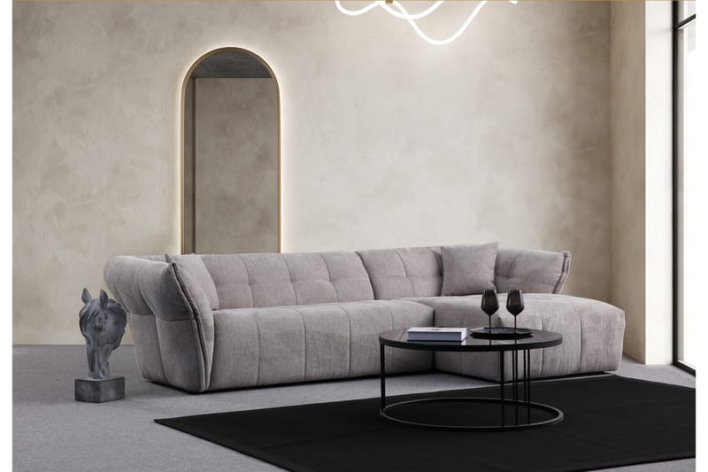 Azzo 4-sits Soffa med Divan - Ljusgrå - Möbler - Soffa - Divansoffa & schäslongsoffa - 4 sits soffa med divan