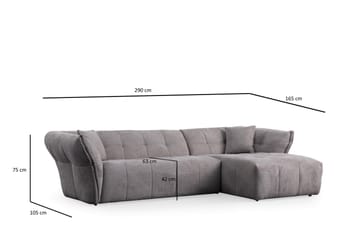 Azzo 4-sits Soffa med Divan - Ljusgrå - Möbler - Soffa - Divansoffa & schäslongsoffa - 4 sits soffa med divan