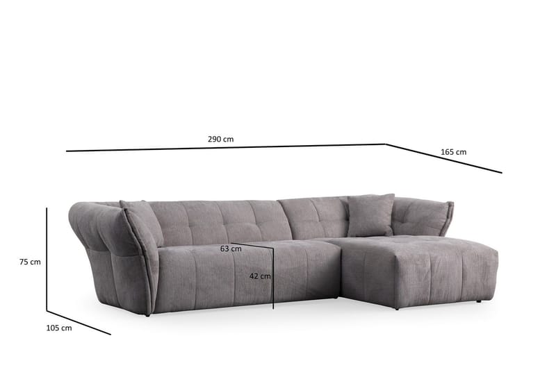 Azzo 4-sits Soffa med Divan - Ljusgrå - Möbler - Soffa - Divansoffa & schäslongsoffa - 4 sits soffa med divan