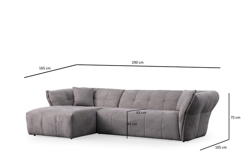 Azzo 4-sits Soffa med Divan - Ljusgrå - Möbler - Soffa - Divansoffa & schäslongsoffa - 4 sits soffa med divan
