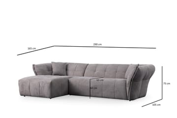 Azzo 4-sits Soffa med Divan - Ljusgrå - Möbler - Soffa - Divansoffa & schäslongsoffa - 4 sits soffa med divan