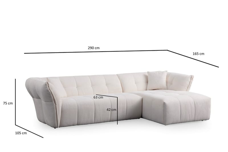 Azzo 4-sits Soffa med Divan - Vit - Möbler - Soffa - Divansoffa & schäslongsoffa - 4 sits soffa med divan
