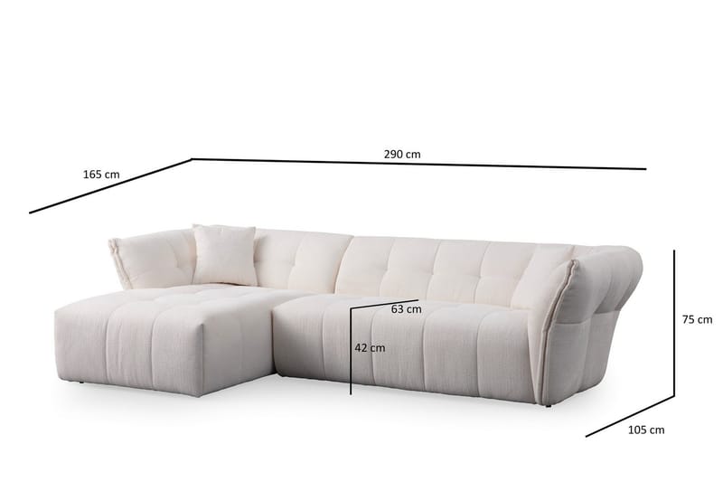 Azzo 4-sits Soffa med Divan - Vit - Möbler - Soffa - Divansoffa & schäslongsoffa - 4 sits soffa med divan