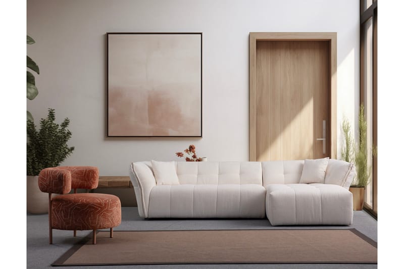 Azzo 4-sits Soffa med Divan - Vit - Möbler - Soffa - Divansoffa & schäslongsoffa - 4 sits soffa med divan