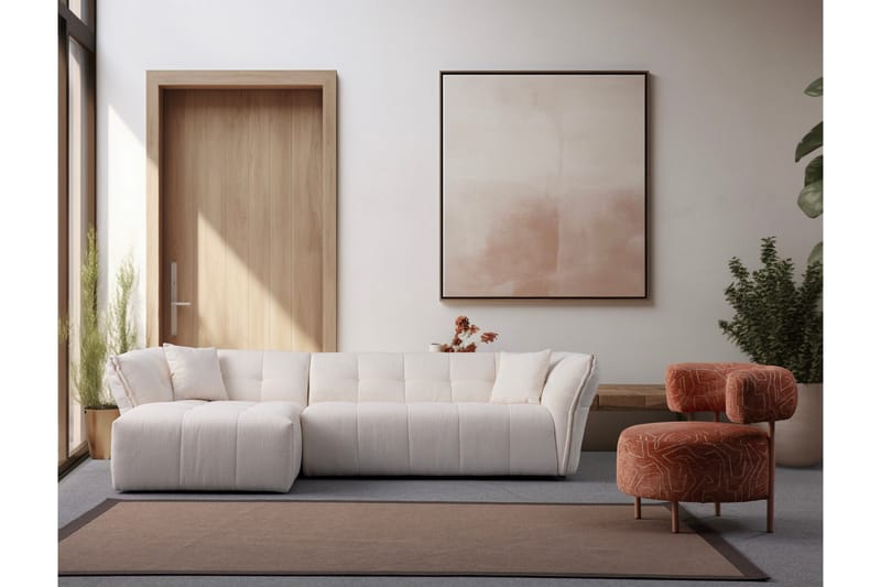 Azzo 4-sits Soffa med Divan - Vit - Möbler - Soffa - Divansoffa & schäslongsoffa - 4 sits soffa med divan