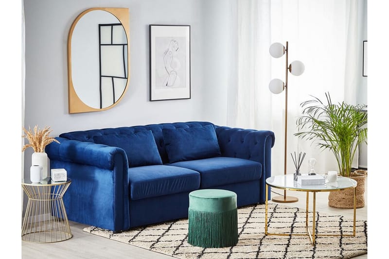 Bäddsoffa Cayenna - Blå - Möbler - Soffa - Sammetssoffa